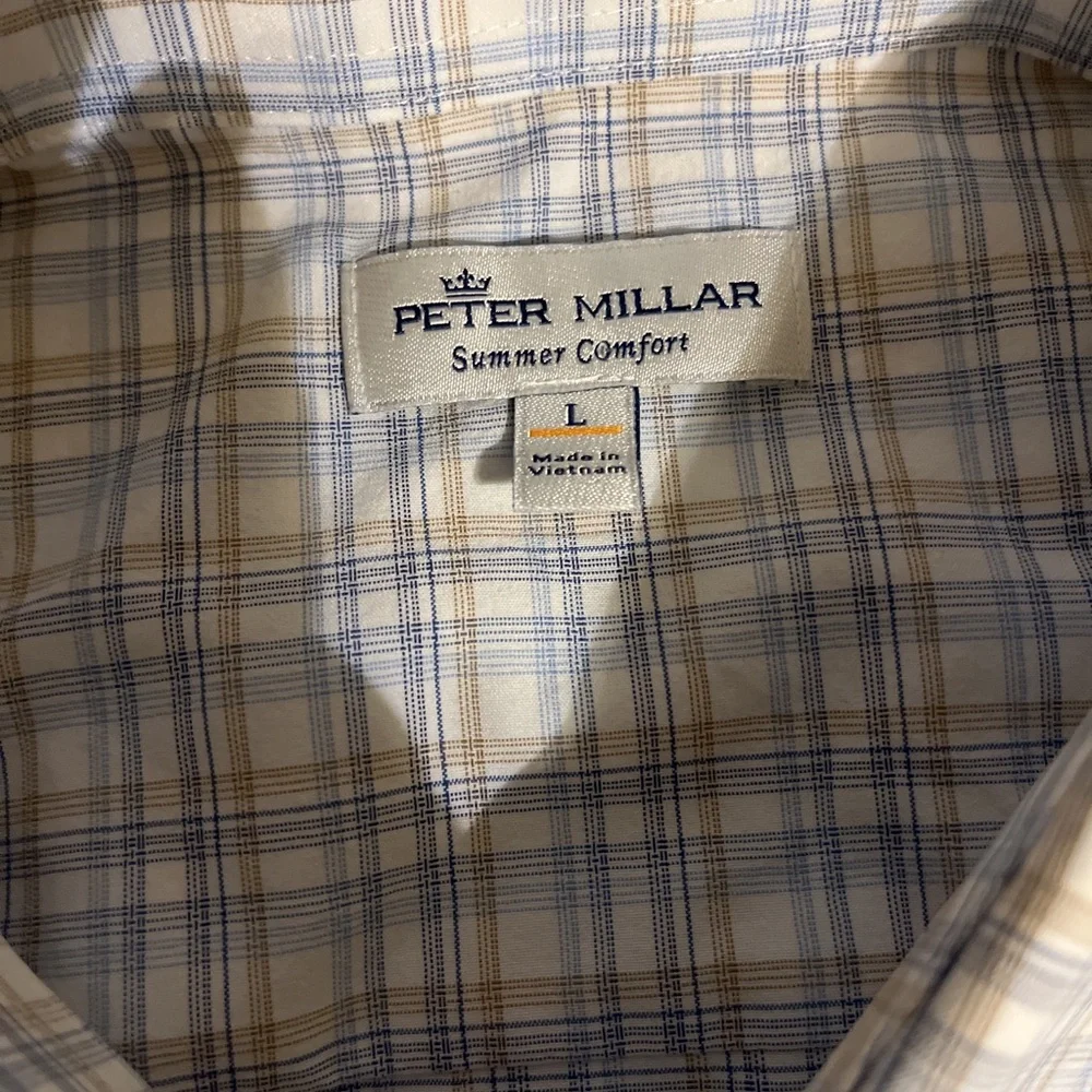 Peter Millar‎ Blue and White Plaid Button Down Shirt